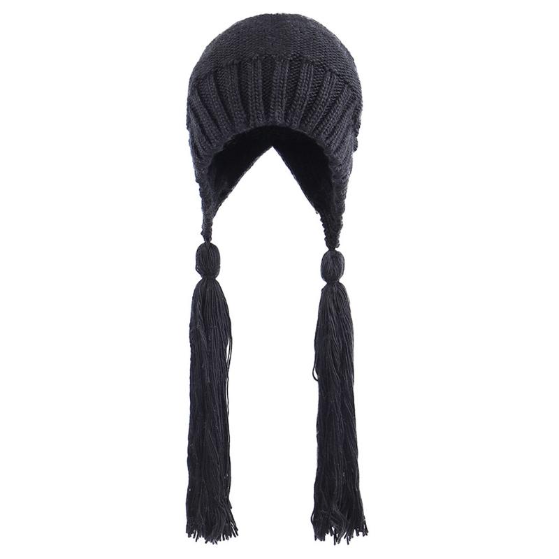 Creative Braid Beanie Hat Knit Hat with Ear Flaps Wool Hat Lei Feng Hat Wild Girl for Outdoor Cold Weather Skiing Ri