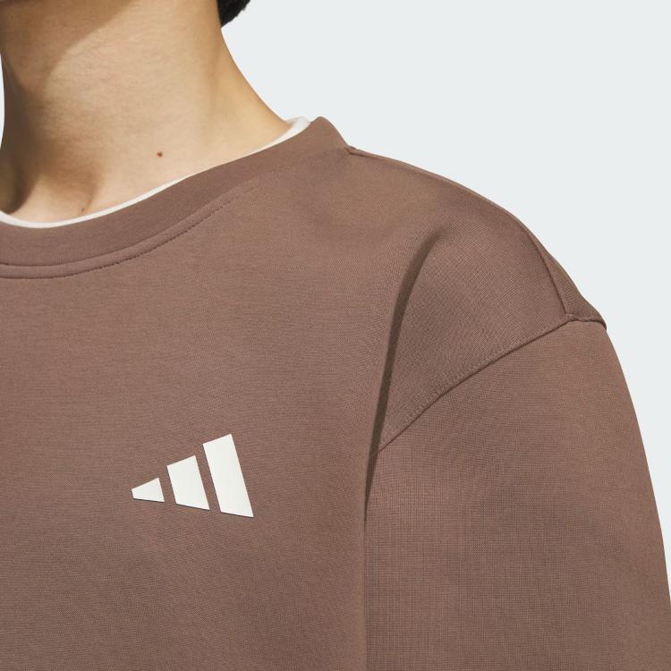 Adidas Mall Logo Sweat Series Loose Fit Sports Crew Neck Pullover Long Sleeve Sweatshirt Men Sweatshirt Brown JM3411