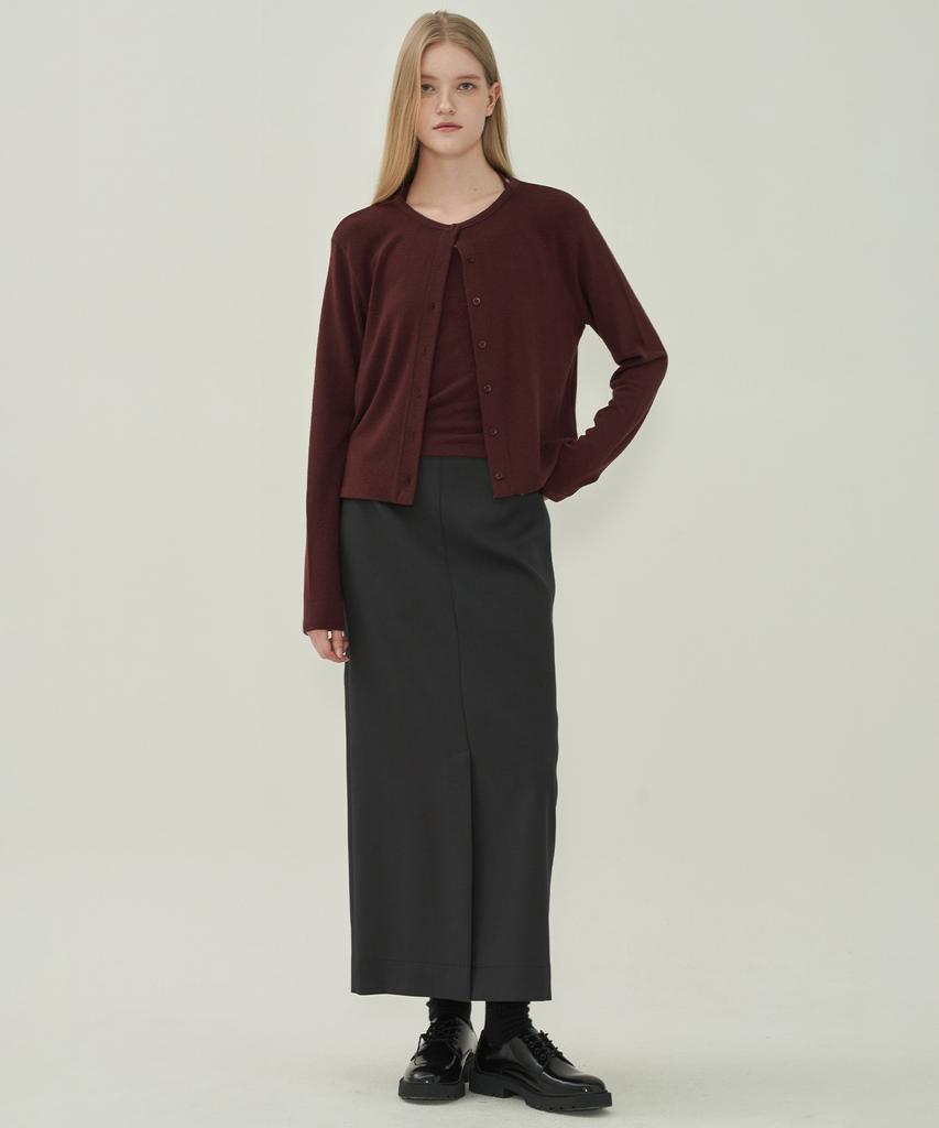 MOTT Essential Slit Long Skirt - Dark Gray