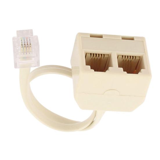 RJ11 6P4C Stecker 2-fach Ausgang zu Buchse Telefonanschluss Leitungsverteiler Adapter