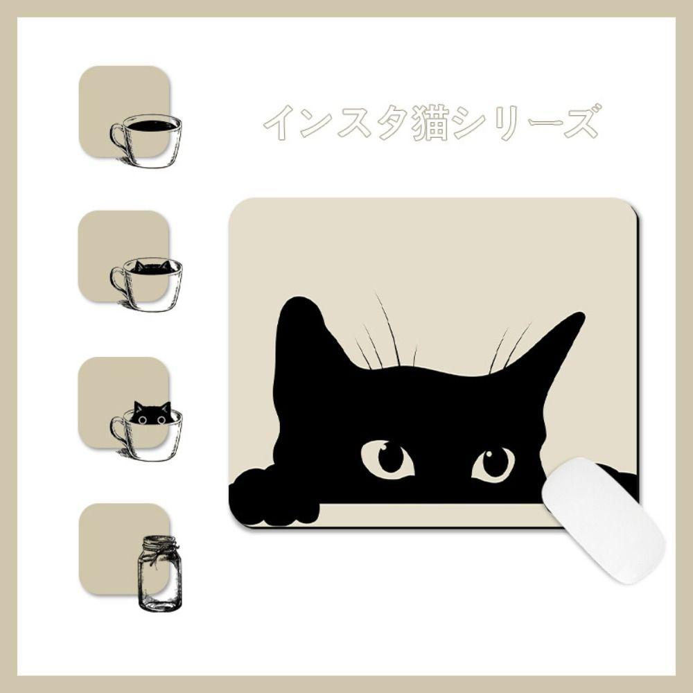 Desk Mat Waterproof Keyboard Mat Anti-Slip Cat Mouse Mat Cartoon Black Cat Mouse Pad Home Decor