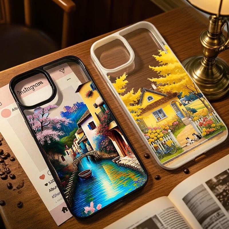 Vacation Villa House Scene Landscape Phone Case for IPhone 17 16 12 13 14 11 15 Pro Max Mini Plus XR XS X 8 Autumn Scenery Case