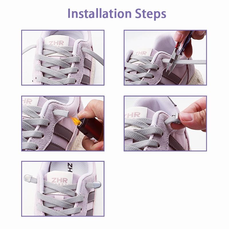 2Pairs Quick Lace Lazy Sports Shoestring Elastic No Tie Shoe Laces for Kids & Adults - Easy Slip-On Shoelaces Shoe Accessories