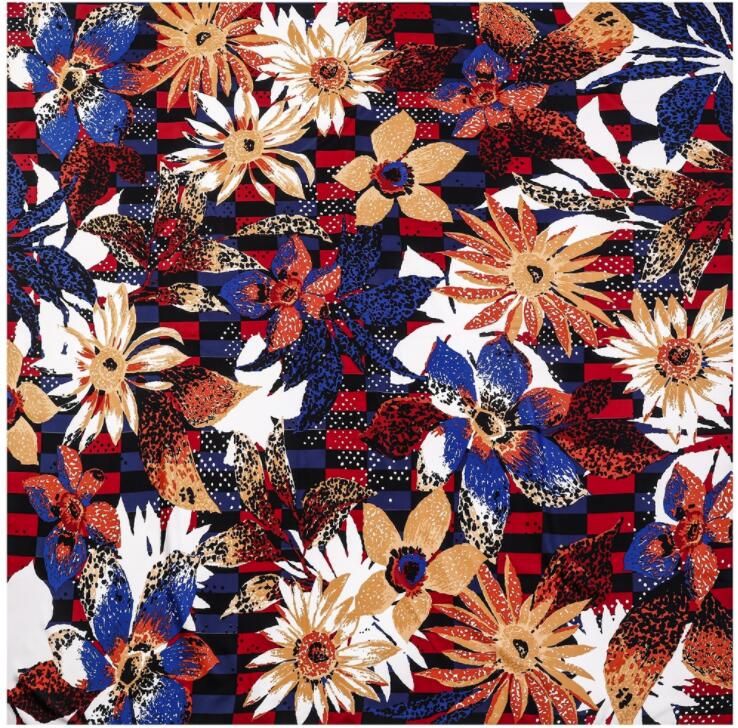 Luxury Brand Silk Scarf Multicolor Sunflower Scarf New Design Print Kerchief Women Neck Shawl Wraps Echarpe 130cm