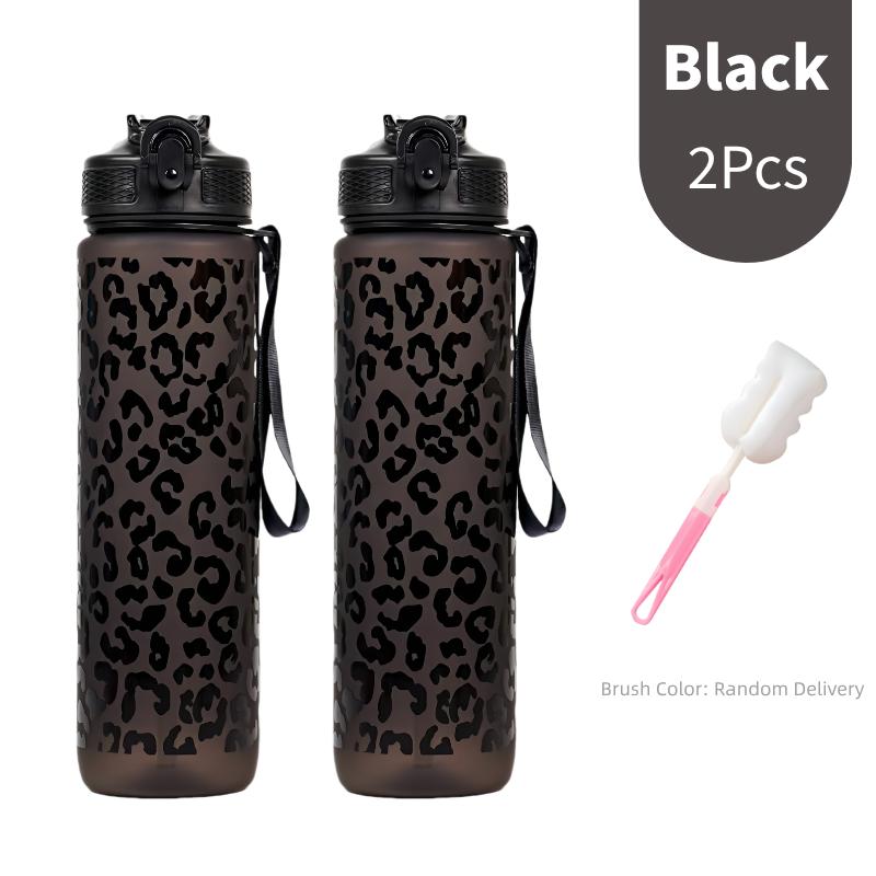 1 Liter Large Capacity Leopard print Plastic Cup Leak Proof Sports Water Bottle Drink items Outdoor Travel Portable Gym Bottle