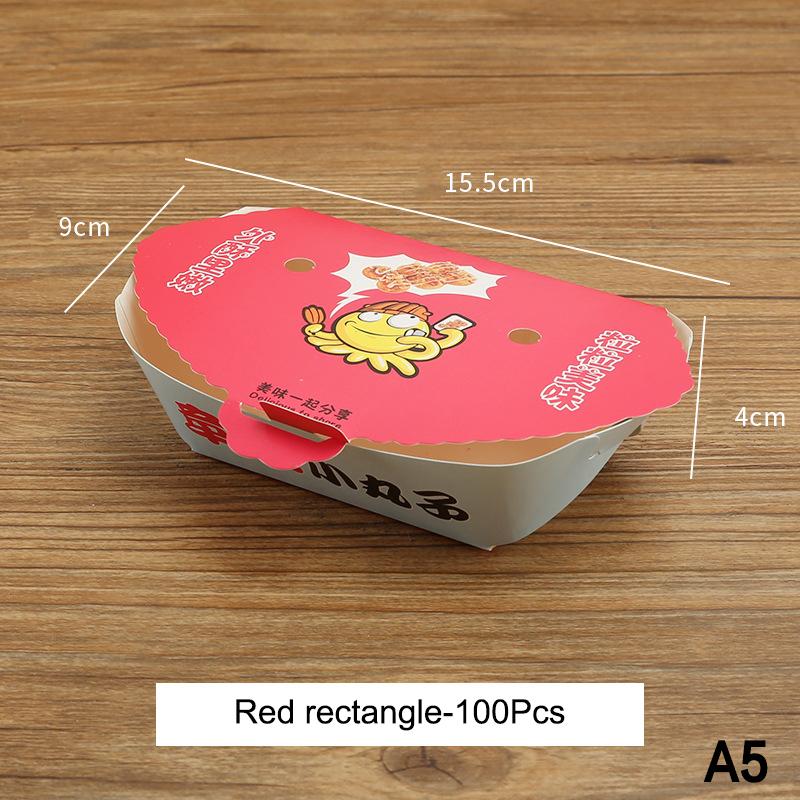 100Pcs Disposable Cartoon Octopus Ball Packaging Box Japanese Street Food Takoyaki Takeaway Snack Packing Container Party