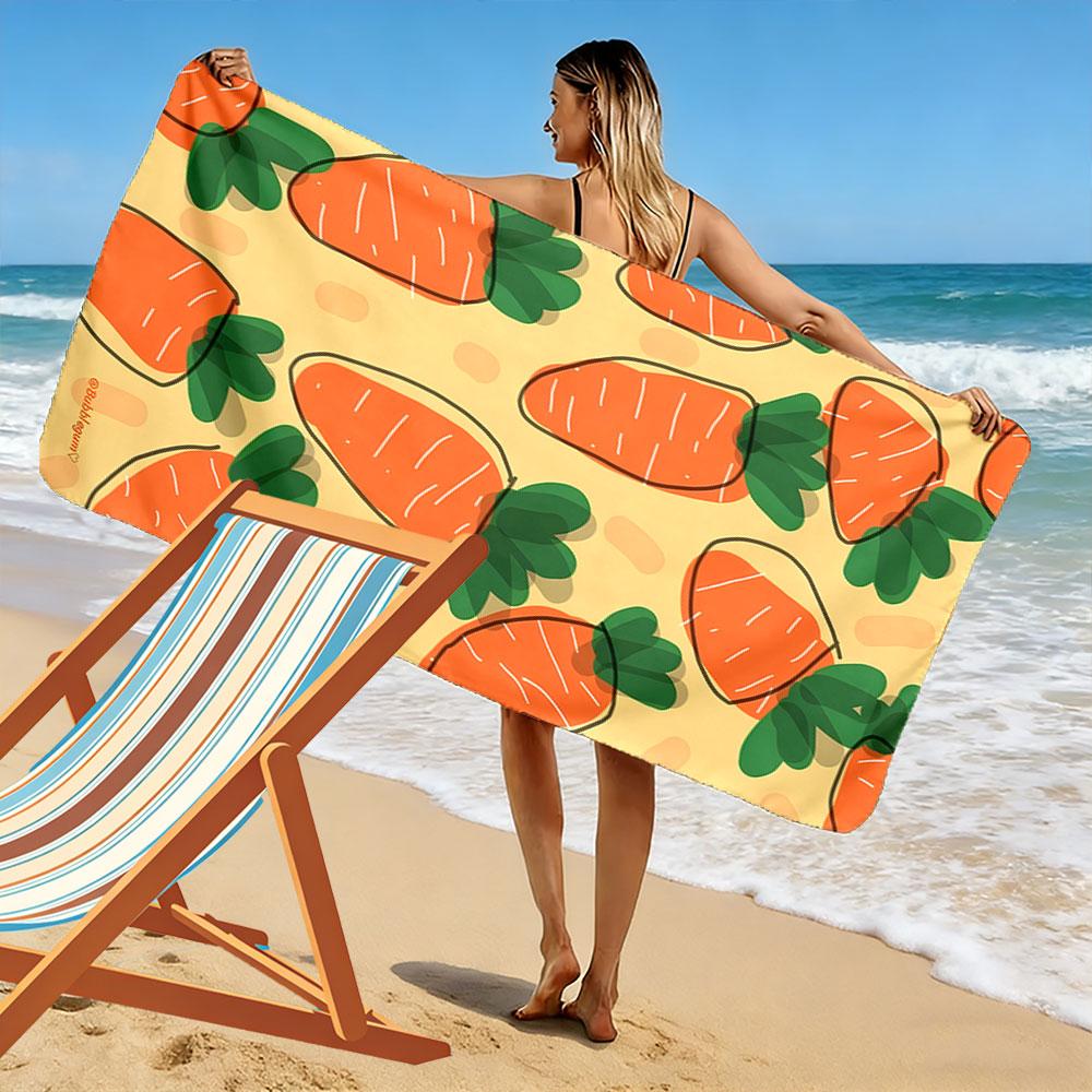 Playful carrot paradise Print beach towel, quick drying, suitable for travel, outdoor sports, jogging, the beach and swimming, gift