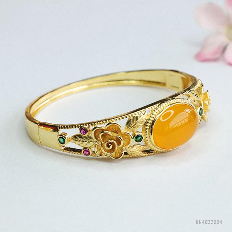Green Agate Bracelet Canary Stone Flower Ethnic Style Factory  Generation S4022004