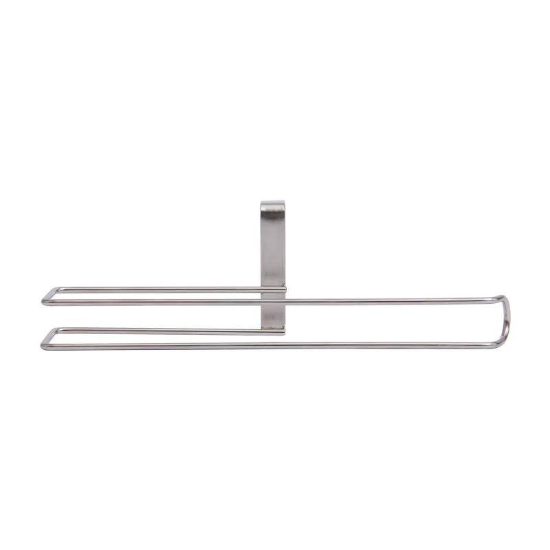 1pc Stainless Steel Non-Perforated Paper Towel Rack Kitchen Plastic Wrap Under The Cabinet Hanging Roll Paper Storage Rack Shelf