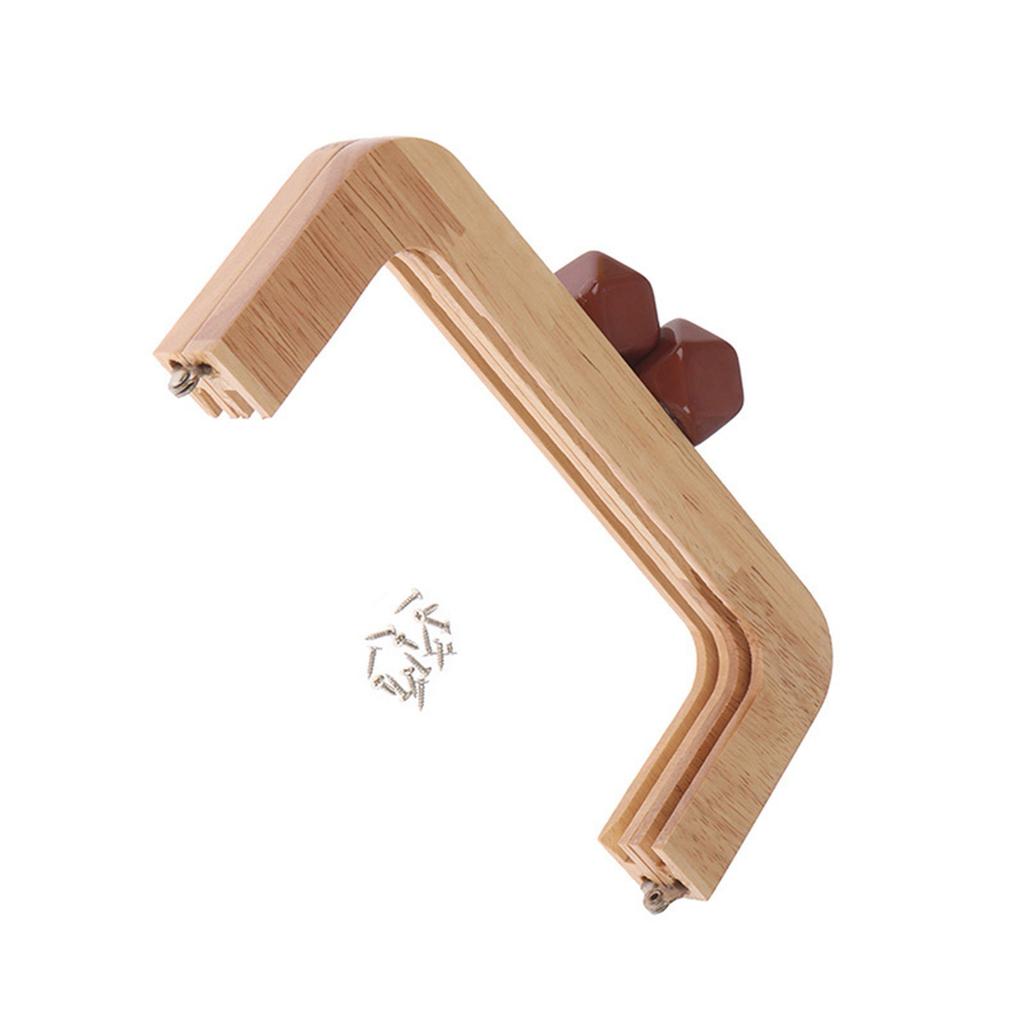 7.72" Length Wooden Purse Frame Kiss Clasp Lock DIY Bag Lock Square Coin Frame Clasp for DIY Crafts Bag Purse Making