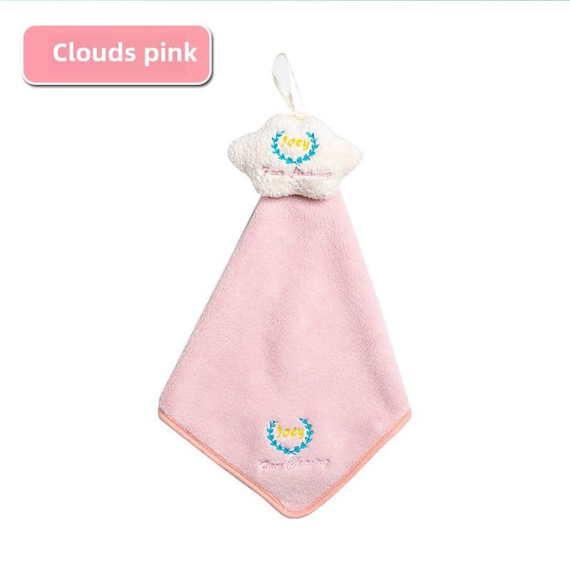 Cute Pig Embroidered Hanging Hand Towel, Absorbent Coral Fleece Kitchen Towel, Dish Cloth