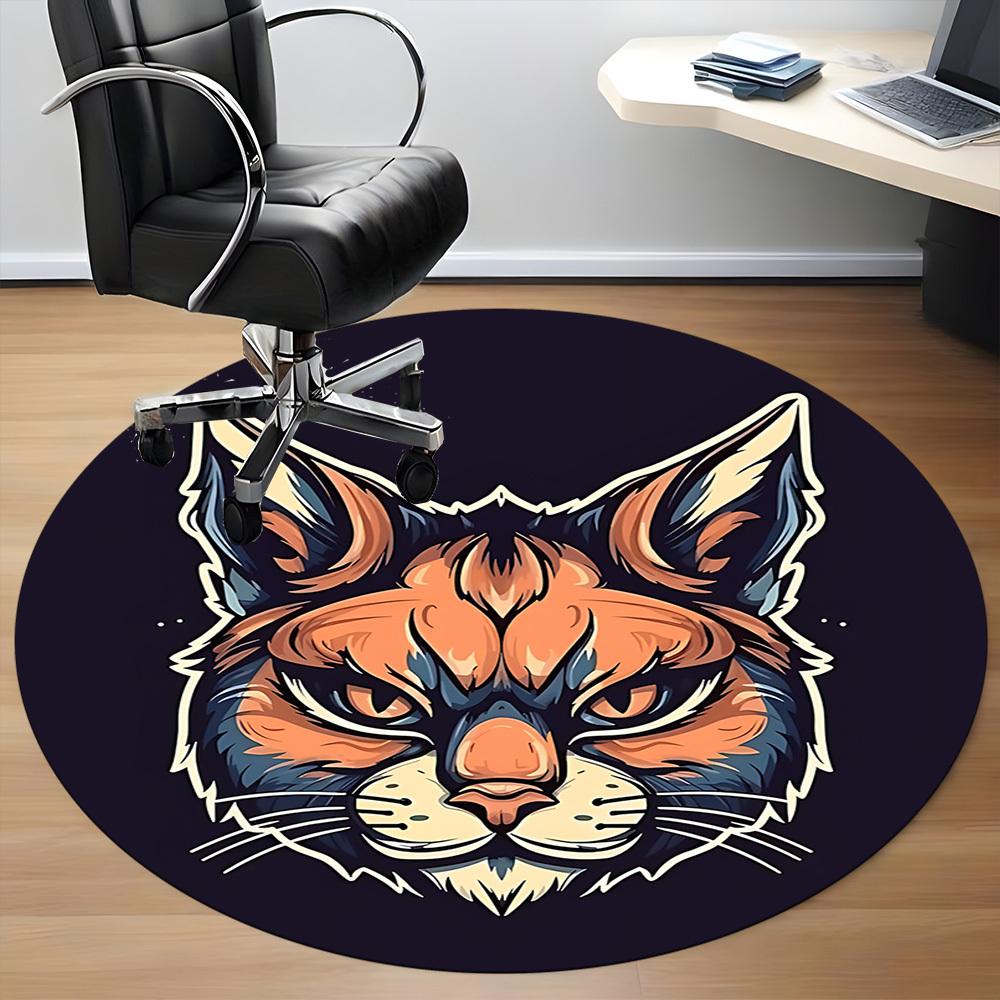 1pc Cat Whiskers Office Round Area Rug, Indoor Mat Suitable For Office, Under Office Chairs Bedroom Living Room Home Decor, Room Deco 046
