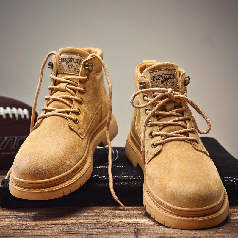 Ботинки Мартинс с платформой ретро британские высокие ботинки помогают превратить меховые большие желтые ботинки короткие ботинки осенью и зимой 39 ready stock quick delivery