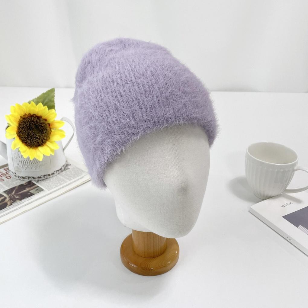 Women's and Men's Couple Daily Knit Fur Short Beanie Hat