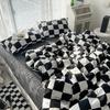 Checkerboard Bedding Comforter Set with Pillowcase Bed Sheet Single Full Size Bed Linen Duvet Cover Set Queen/King Double Single