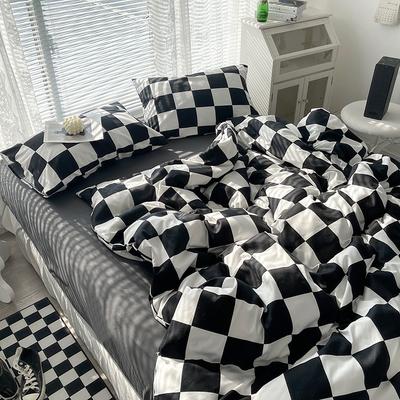 Checkerboard Bedding Comforter Set with Pillowcase Bed Sheet Single Full Size Bed Linen Duvet Cover Set Queen/King Double Single