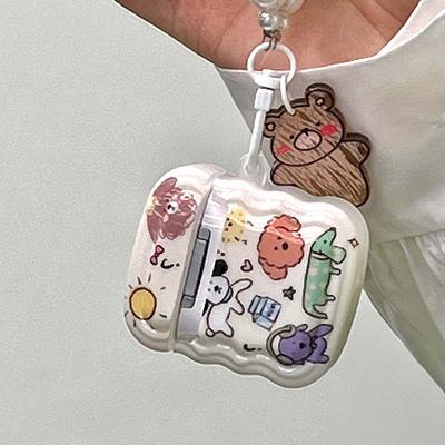 Ins Dog Bear Animal Zoo Cartoon Cute Earphone Case Wavy Cover For Apple Airpods 1 2 3 Pro Wireless Bluetooth Charging Box Capa