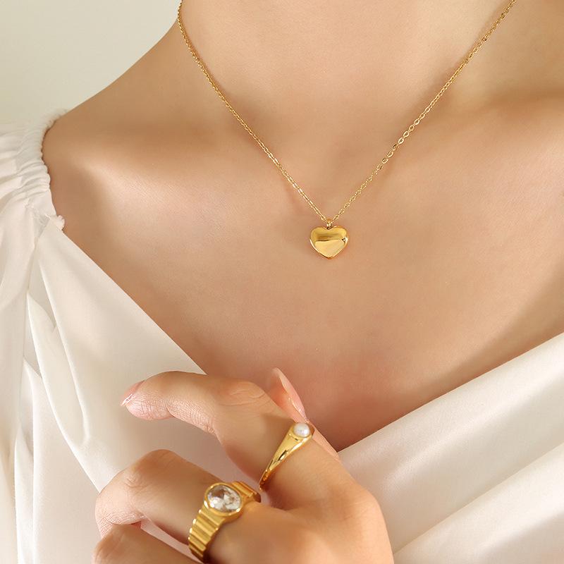 Qiong Yao 18K Gold-Plated Heart Couple Necklace - Trendy Titanium Steel Clavicle Chain P051