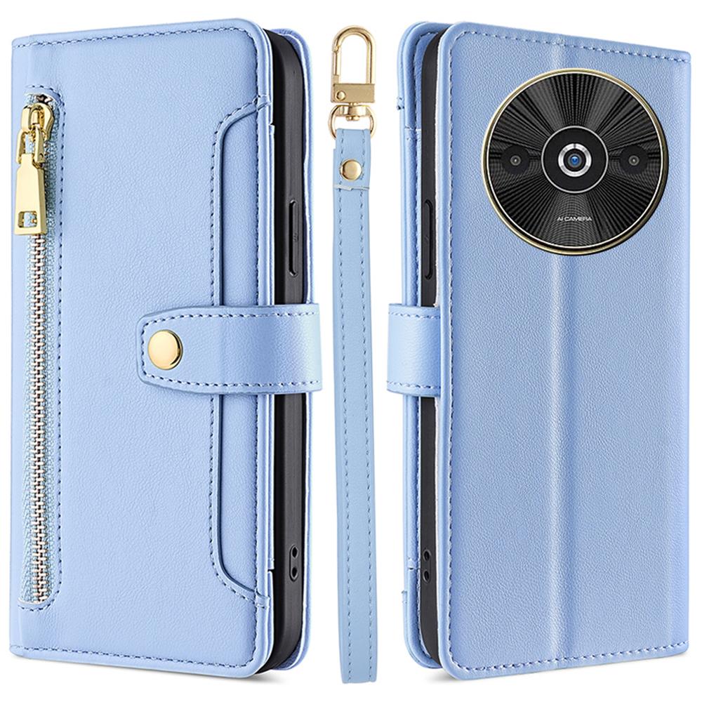 For Xiaomi Redmi A3/Poco C61 4G Case PU Leather Cash Pocket Phone Cover with Crossbody Strap
