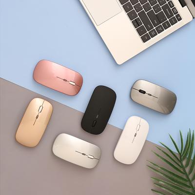 Bezprzewodowa, wąska, ładowalna mysz 2,4 GB BT 5,0, mniej hałasu, 3 regulowane DPI, 7-kolorowe światło oddechowe