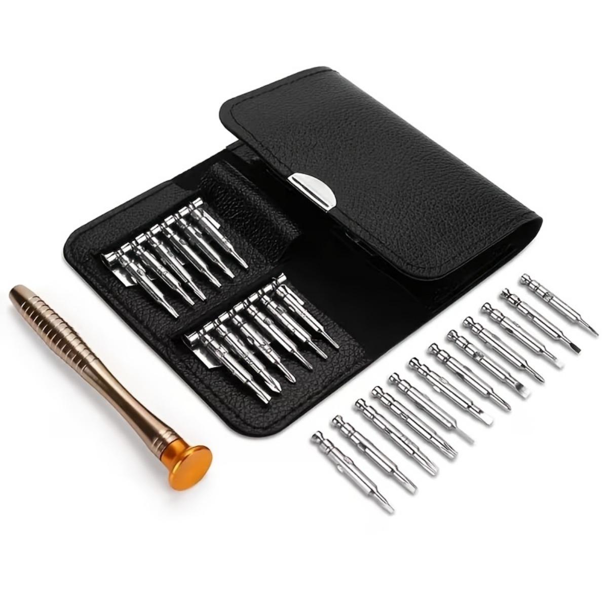 

25‑in‑1 Precision Screwdriver Set, Mini Kit with Torx, Y‑Shaped, Flathead & Triangle Bits чёрный