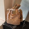 Large capacity woven bag women's new seaside vacation straw bag versatile commuter shoulder tote bag