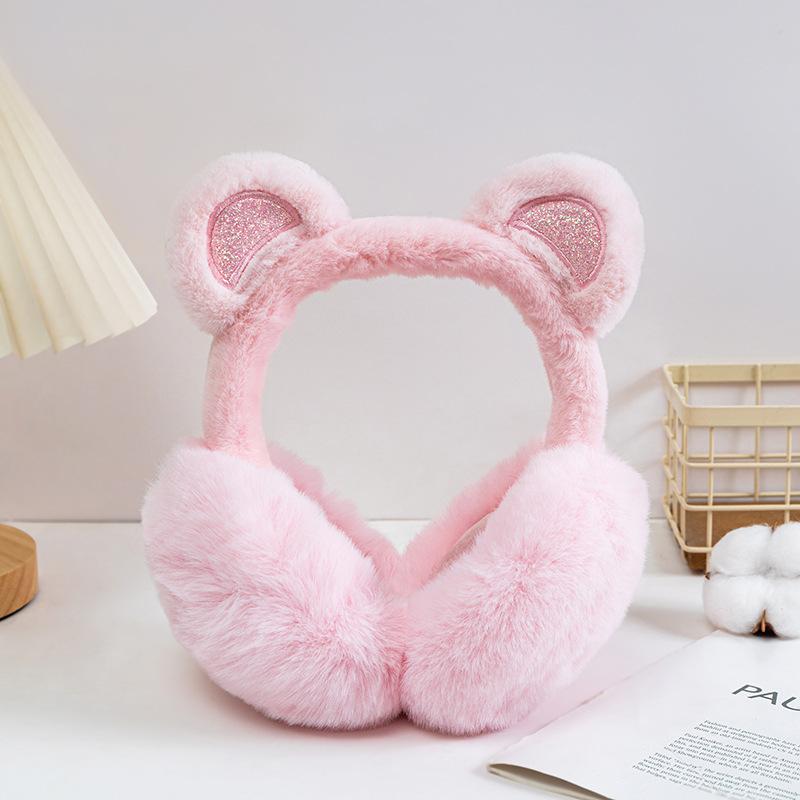 Orecchie da Animale Carine Morbide Paraorecchie Forma di Hamburger Accessori Abbigliamento Borsa Orsetto Peluche Paraorecchie Pieghevoli