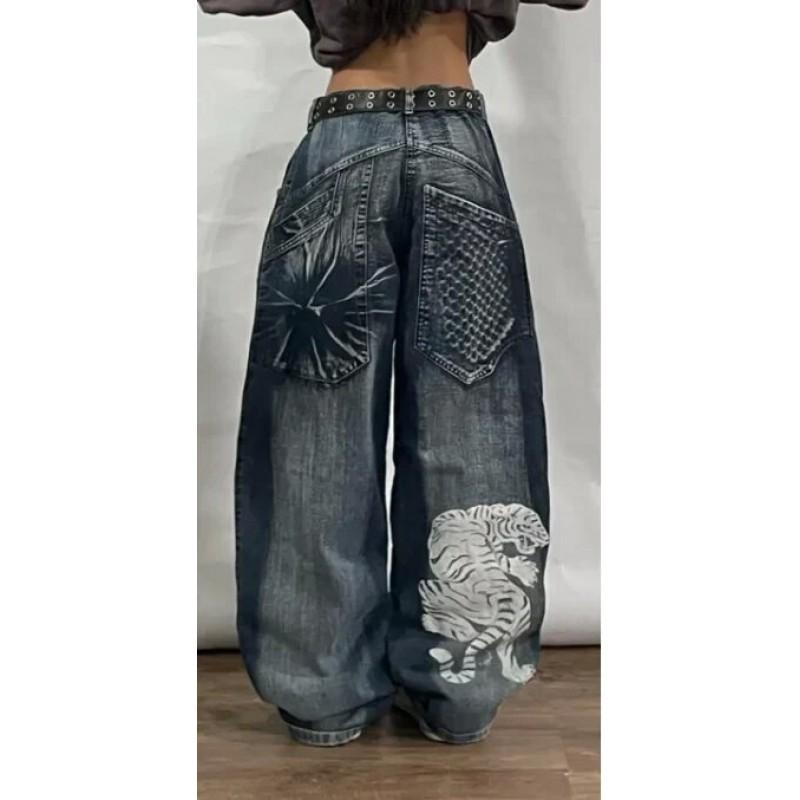Mens Y2K Streetwear Denim Pants Loose