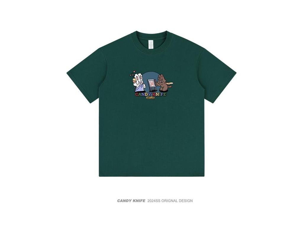 Statue of Liberty Rabbit Self-Portrait Cotton T-Shirt - Unisex Short-Sleeve Summer Top