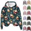 Women's Fashion Long Sleeve Christmas Print Loose Hooded Sweatshirt Top
