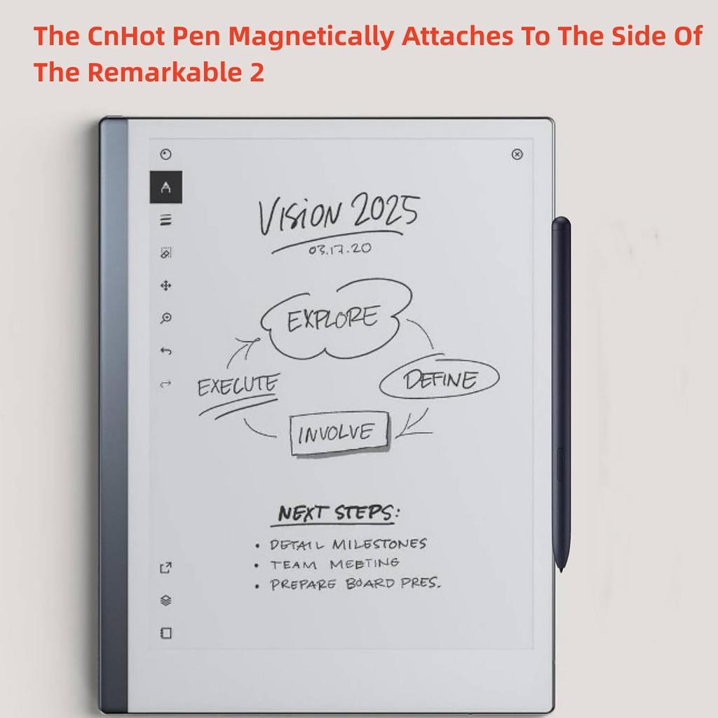 Remarkable 2 / Kindle Scribe/BOOX/Samsung Tablet S Kalemi Yedek EMR Stylus Kalem, 4096 Seviye Basınç, Avuç İçi Reddi, Başlık, Manyetik