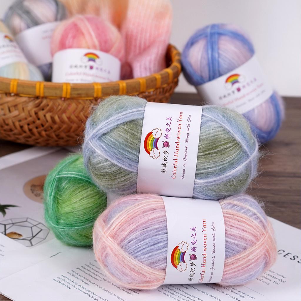 3Pcs/150g Gradual Change Sprayed Wool Yarn Cotton Thread Mohair Medium Thick Handmade DIY Knitting Woven Scarf Sweater