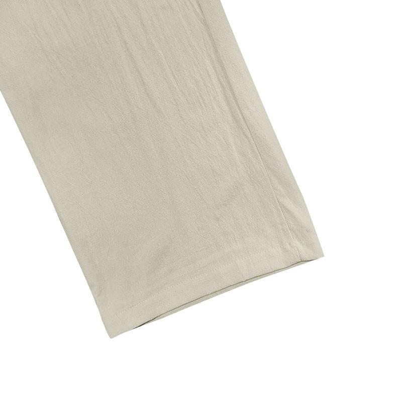 Men's Cotton Linen Thin Section Casual Trousers Straight Loose Printed Trousers Men's Summer Models