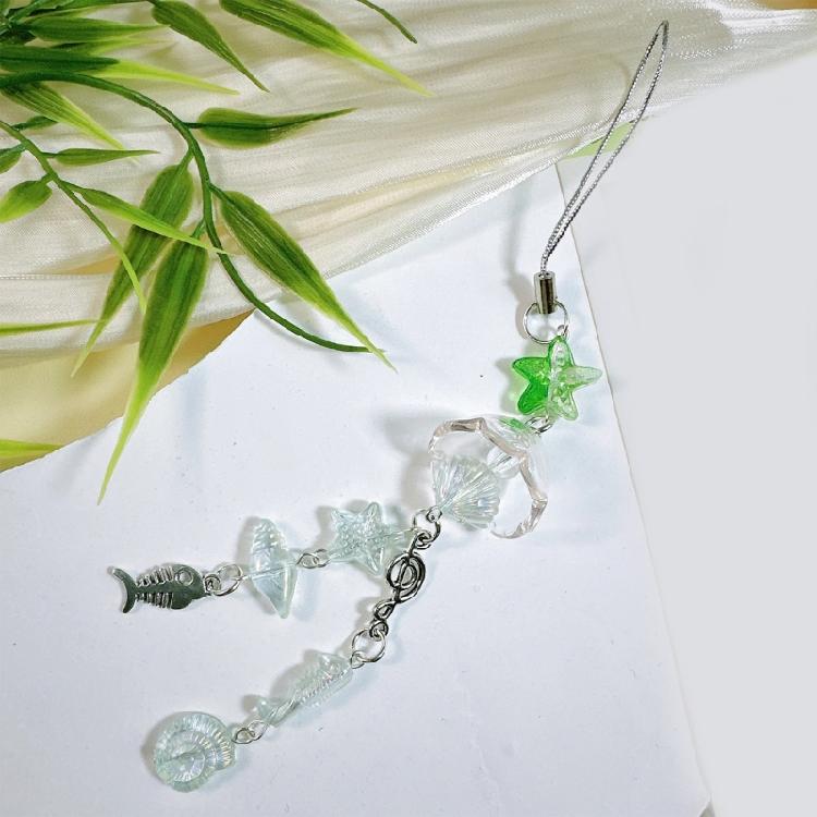 Individualized Fish And Sea Shell Bead Phone Decoration Stylish Phone Charm Accessory For Daily Use And Vacation Style