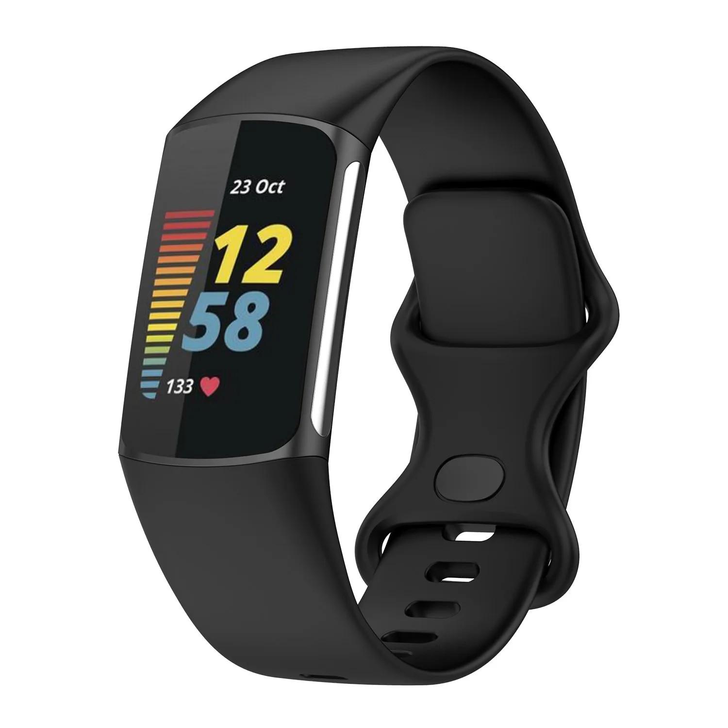 

Силіконовий ремінець для Fitbit Charge 6, аксесуари, офіційний, м який, змінний браслет, спортивний браслет для ремінців Fitbit Charge 5 Fitbit Charge 5 6&S чорний