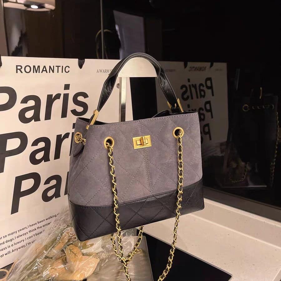 Retro-Textur Kontrastierender Wildleder-Beutel für Damen, Neue Achseltasche, Vielseitige Beuteltasche, Einzelne Schulterhandtasche