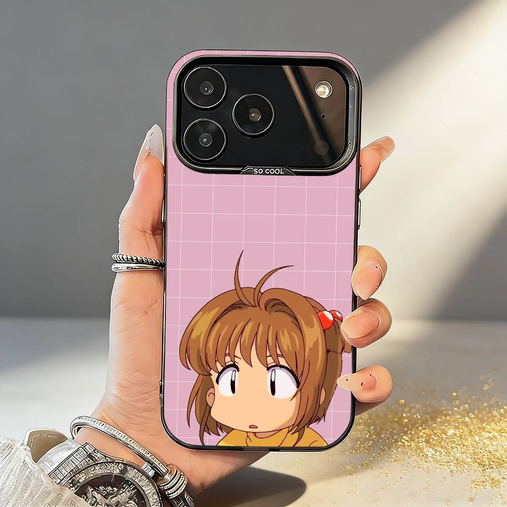 Card C-Captor Anime S-Sakura Phone Case For iPhone17,16,15,14,13,12,11,Pro,MAX Gray Matte Silicone Black Cover