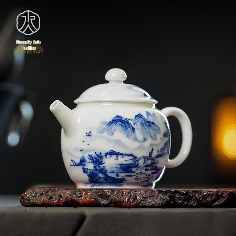 Jingdezhen Hand-painted Blue & White Porcelain Teapot