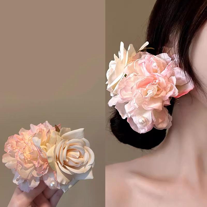 Pink Flower Hair Claw Fairy Hair Clip Large Hairpin For Women Girls Sweet Versatile Hair Clip Fashion Hair Accessories Gifts