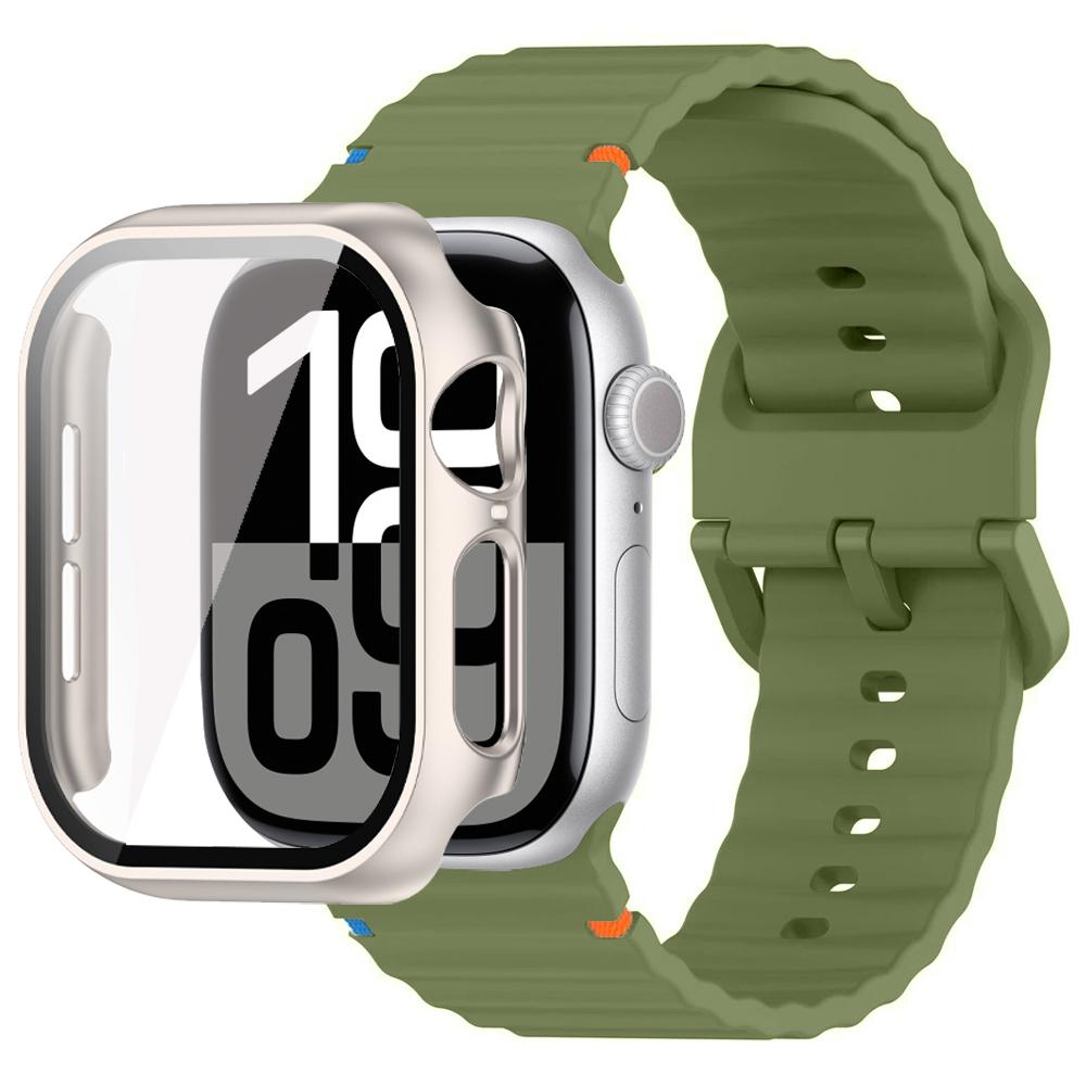 Verre+Coque+Bracelet Pour Apple Watch 10 bracelet 46mm 42mm 44mm 45mm 41mm 40mm 38mm Silicone Sport bracelet iWatch Series 9 8 7 6 3 5 SE