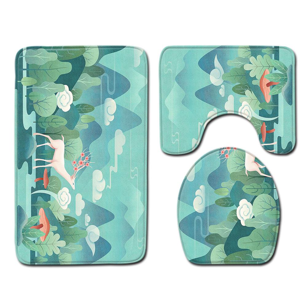 Covor de podea creativ din trei piese pentru toaletă, covor de ușă, covor de baie, covor de ușă moale antiderapant