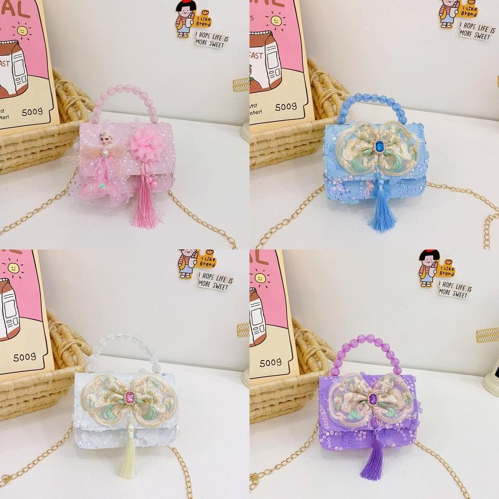 Kids Shoulder Bag With Floral Design And Tassel For Daily Outfits** Characters Included)