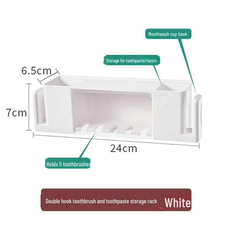 

Японский настенный комплект для ванной комнаты без перфорации: Подставка для зубных щеток и ополаскивателя для полости рта