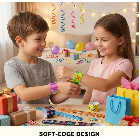 POPLAY 48PCS Slap Bracelets for Kids, Snap Bracelets Bulk Tie Dye Bracelet End of School Year Party Favors Classroom Prizes Kindergarten Graduation