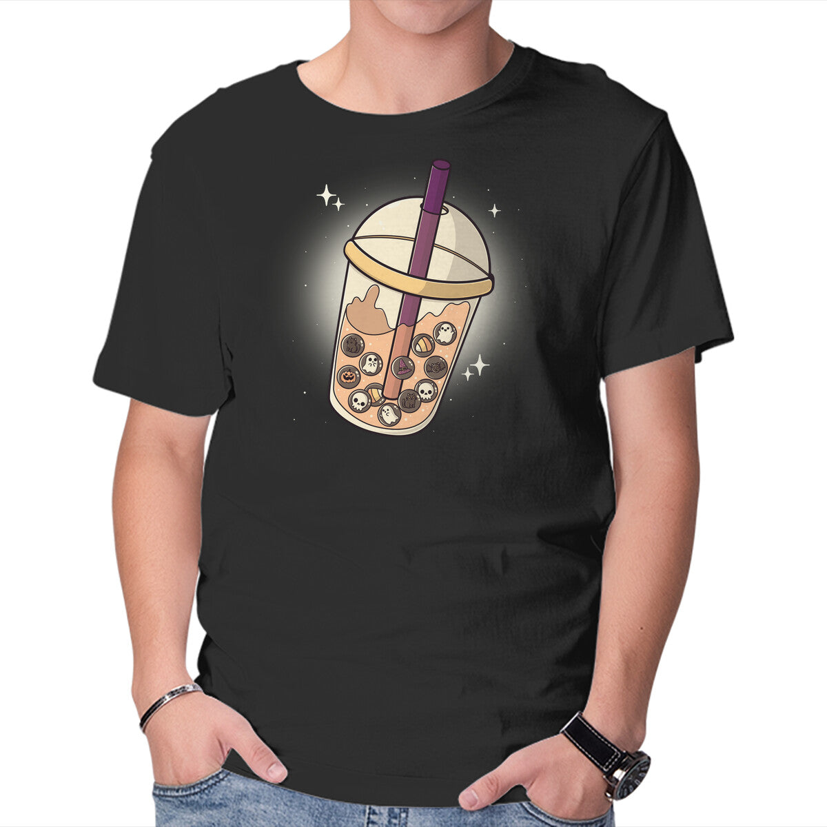 Unisex Crew Neck T-Shirt Bubble Halloween Graphic Short Sleeve Casual Tee M