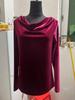 2025 Draped Neck Long Sleeve Velvet T-Shirt for Women