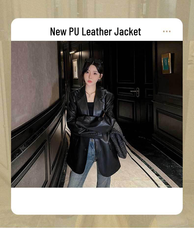 In-Stock 8901 Plus Size Korean Style Women's Leather Jacket (Casual, High-End, Loose Fit)