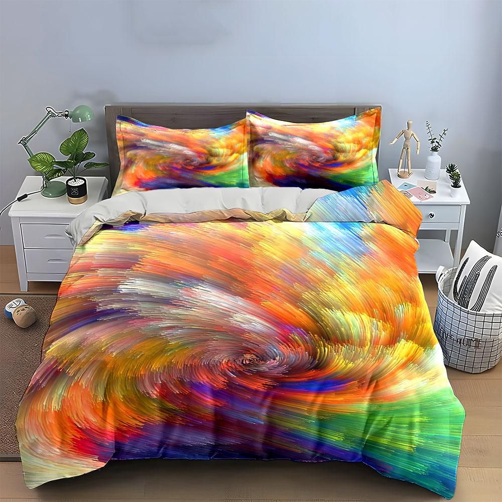 Colorful Swirl Abstract Bedding Bedding Duvet Cover Set Duvet Cover Pillowcases  (1 * Duvet Cover 2 * Pillowcases, without duvet insert)