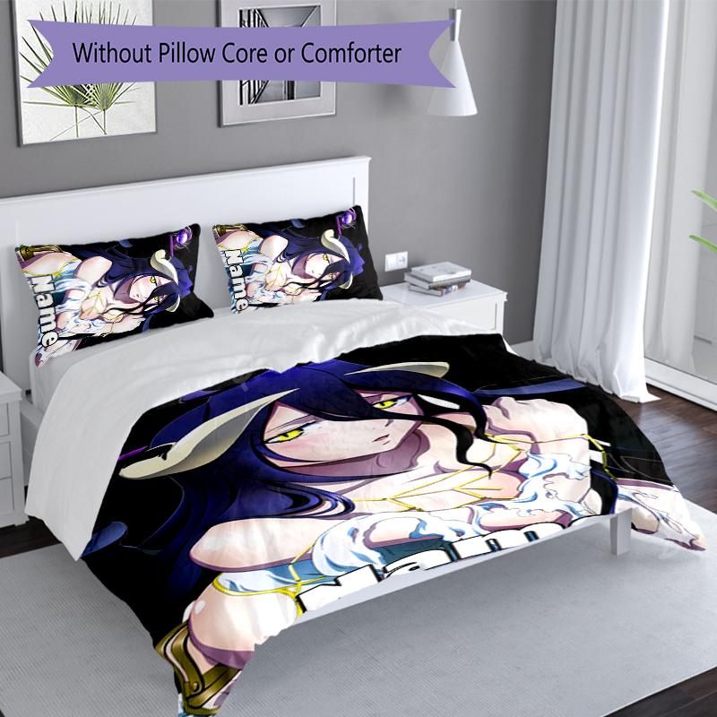 3pcs Custom Name Overlord Bedding Set,Includes 1 Duvet Cover and 2 Pillowcases,All-season Bedroom Decor