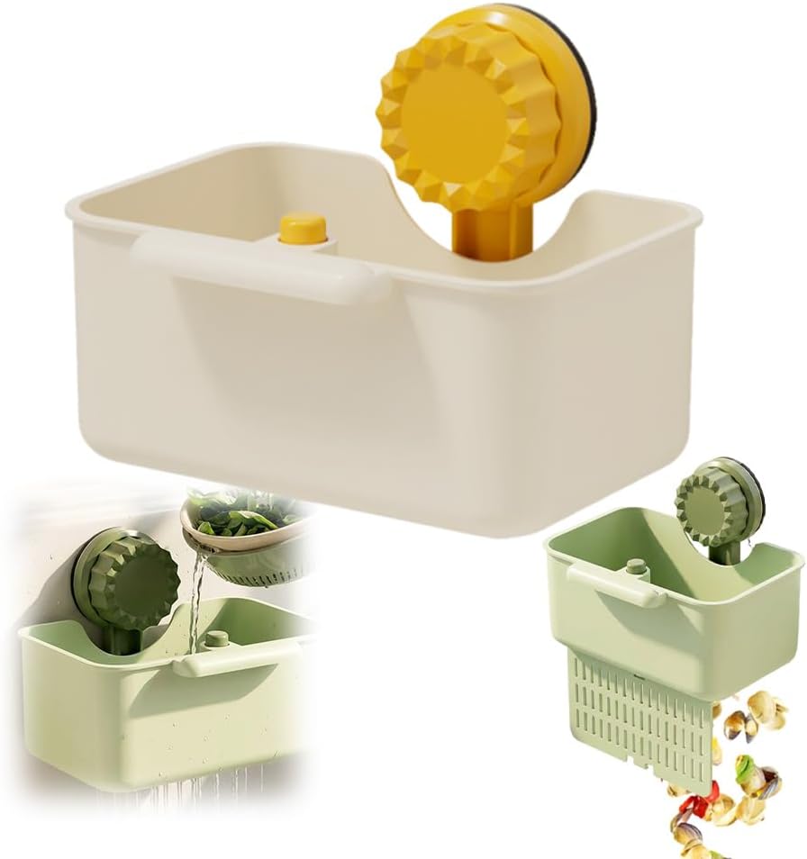 New Sink Drain Strainer Bask Sink Washing Basin Anti Leak Filter Basin Suction Cup Rack One Click Press Type Grid Drain Storage